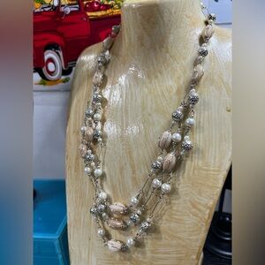 Stunning Vintage Glass Necklace/silvertone Wearable As Is No Returns